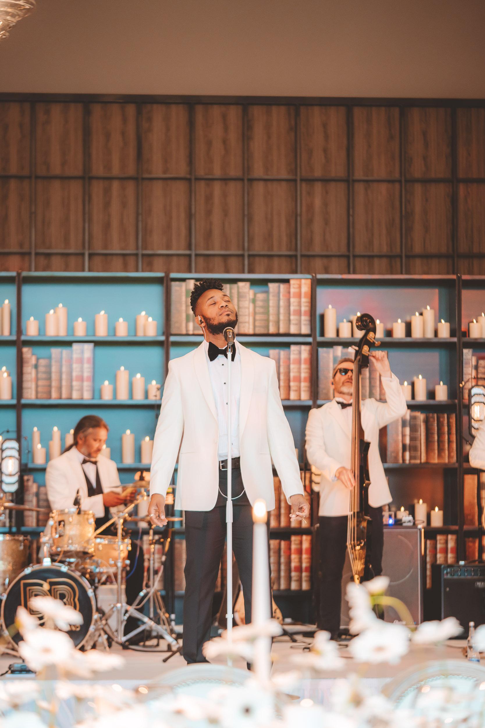 Dream band performing at a wedding